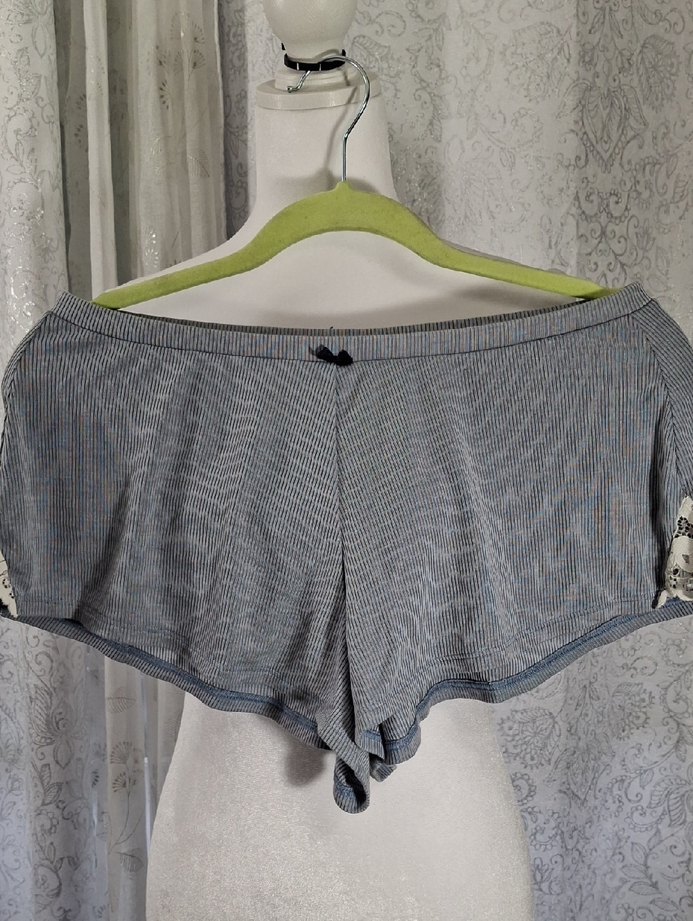 Victoria's Secret S Blue Pinstripe Sleep Shorts with Bow